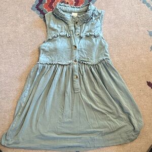 Sleeveless Ruffled Kids Dress in seafoam blue